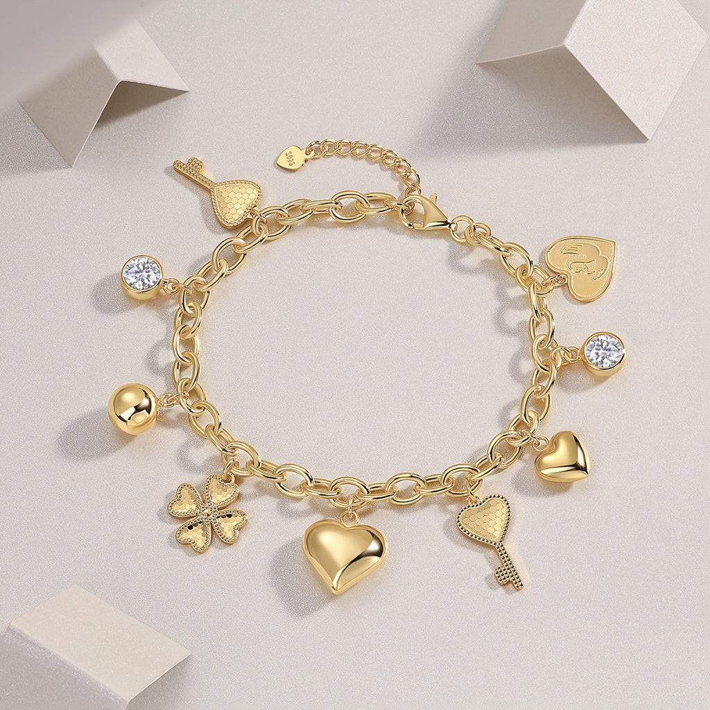 Amuleti Moissanite Charm Bracelet in Gold-Tone Sterling Silver