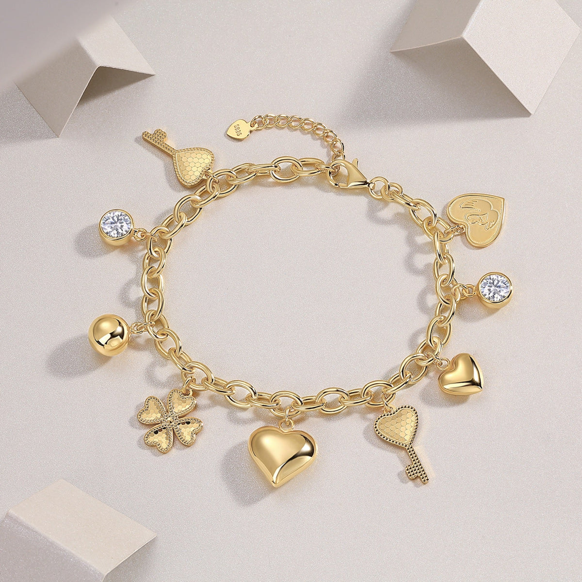 Amuleti Moissanite Charm Bracelet in Gold-Tone Sterling Silver