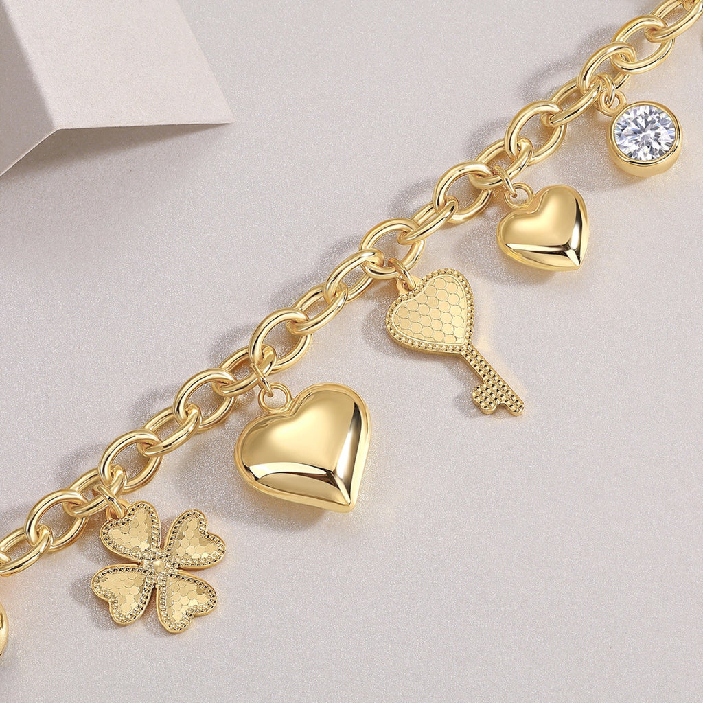 Amuleti Moissanite Charm Bracelet in Gold-Tone Sterling Silver
