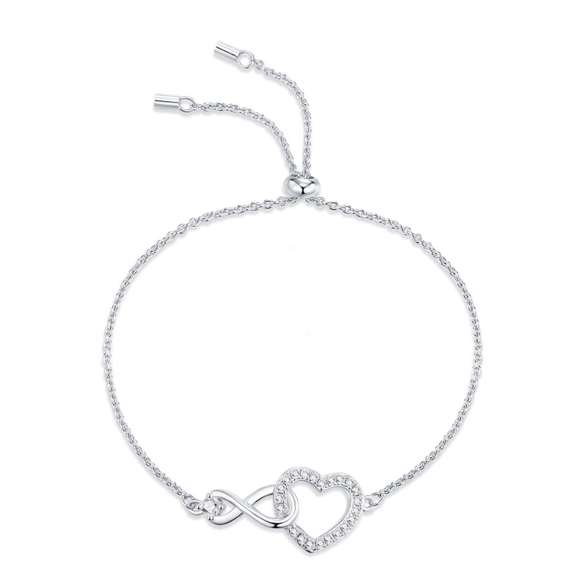 Infinicuore Moissanite Chain Bracelet in Sterling Silver