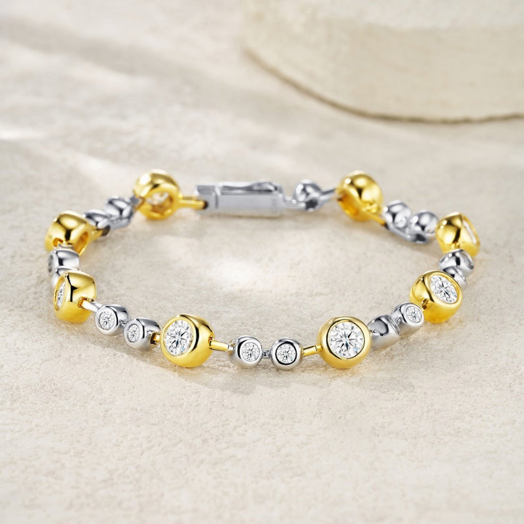 Bicolore Moissanite Two-Tone Bracelet in Two-Tone Sterling Silver