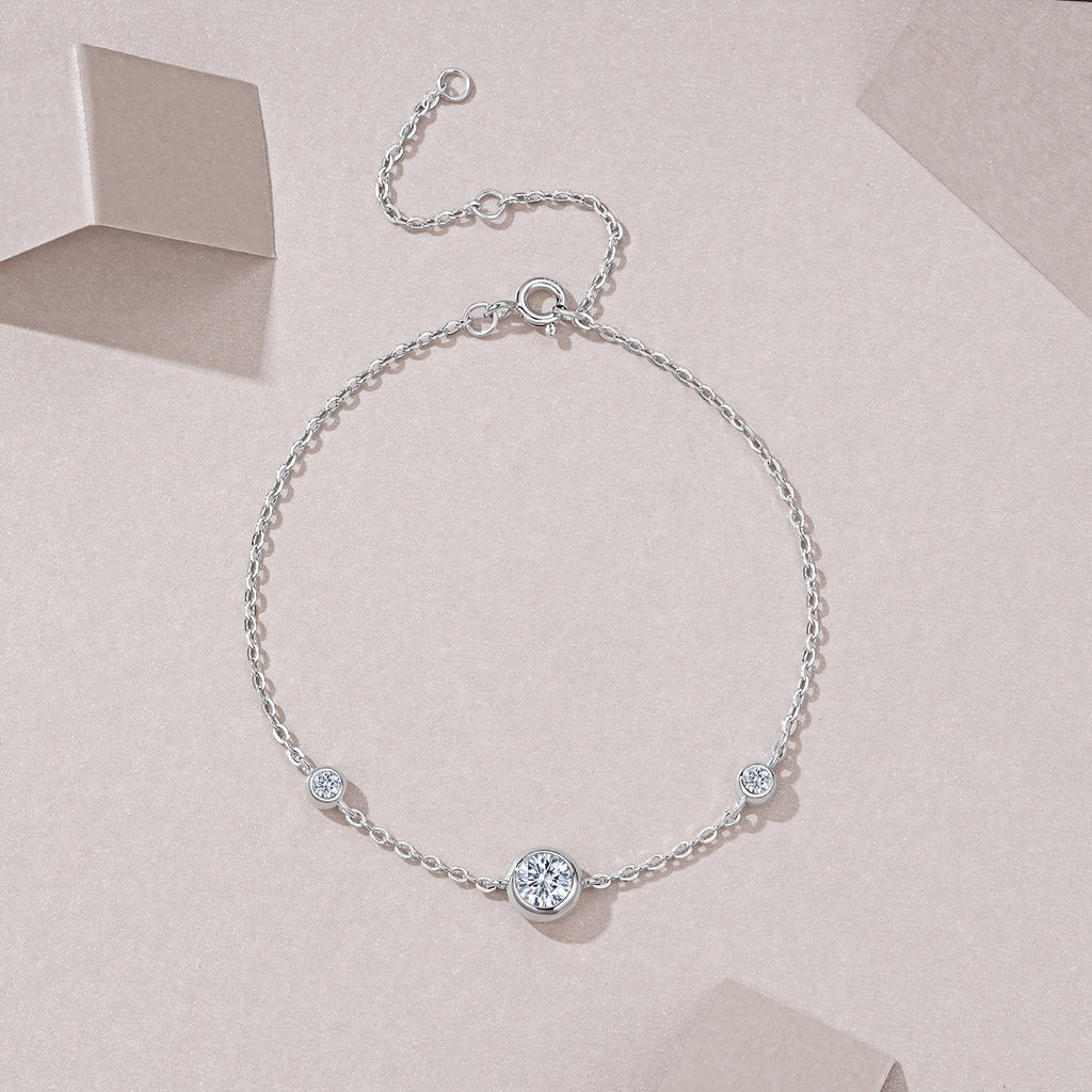 Perletta Moissanite Beaded Bracelet in Sterling Silver