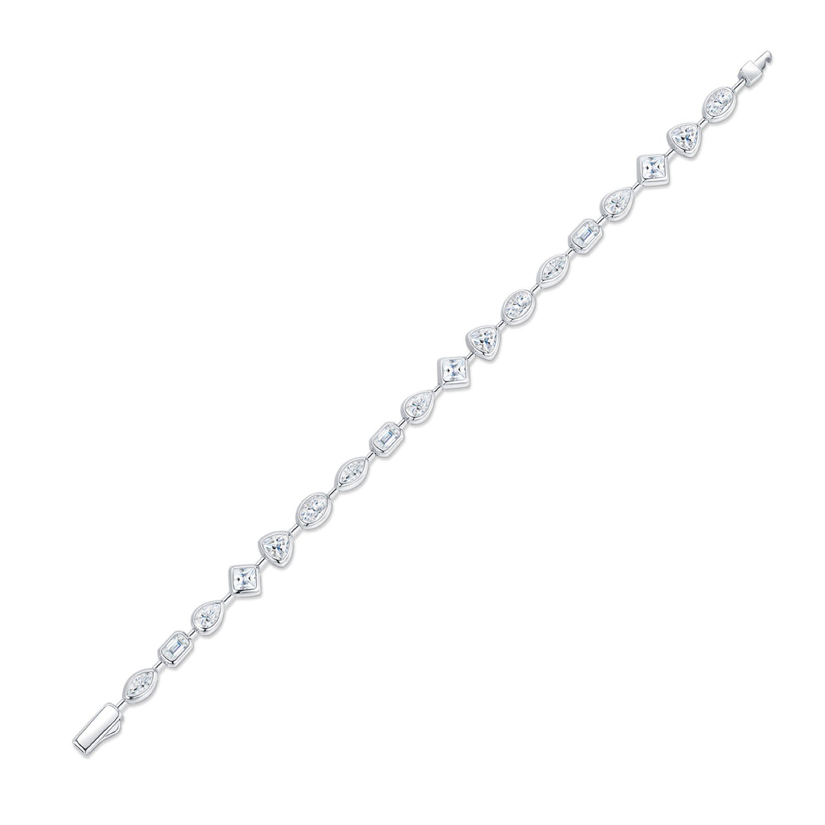 Rombi Moissanite Chain Bracelet in Sterling Silver