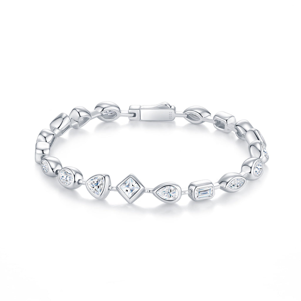 Rombi Moissanite Chain Bracelet in Sterling Silver