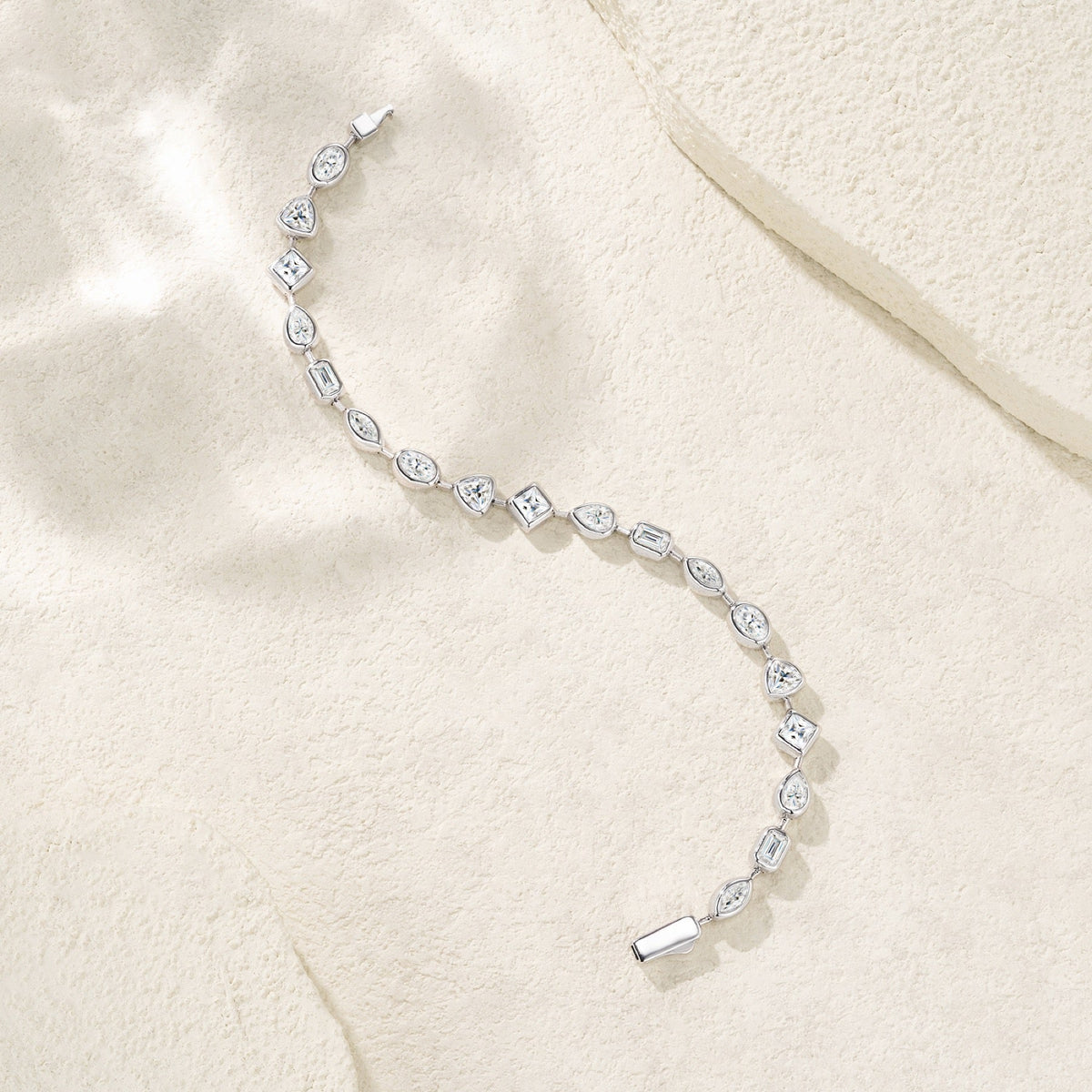 Rombi Moissanite Chain Bracelet in Sterling Silver
