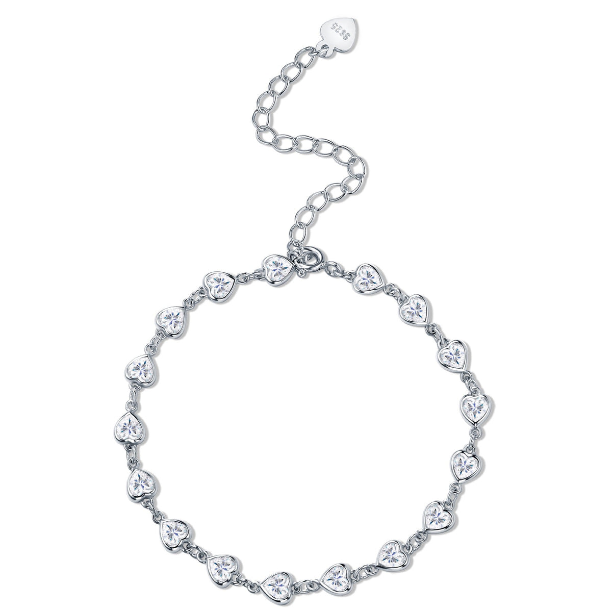 Graduata Moissanite Station Bracelet in Sterling Silver