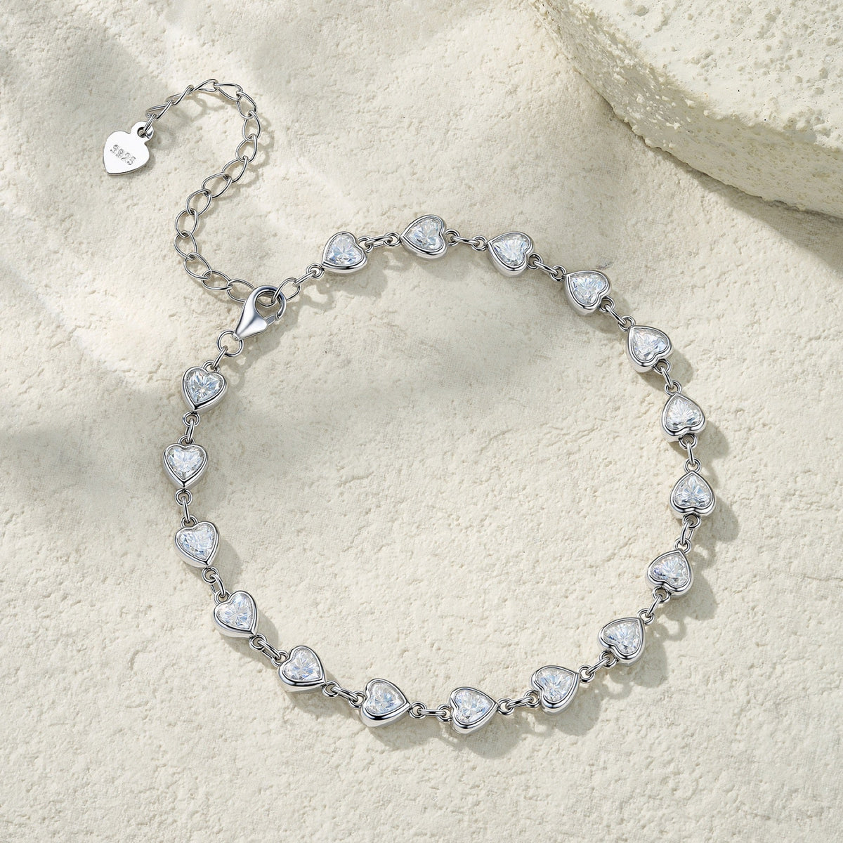 Graduata Moissanite Station Bracelet in Sterling Silver