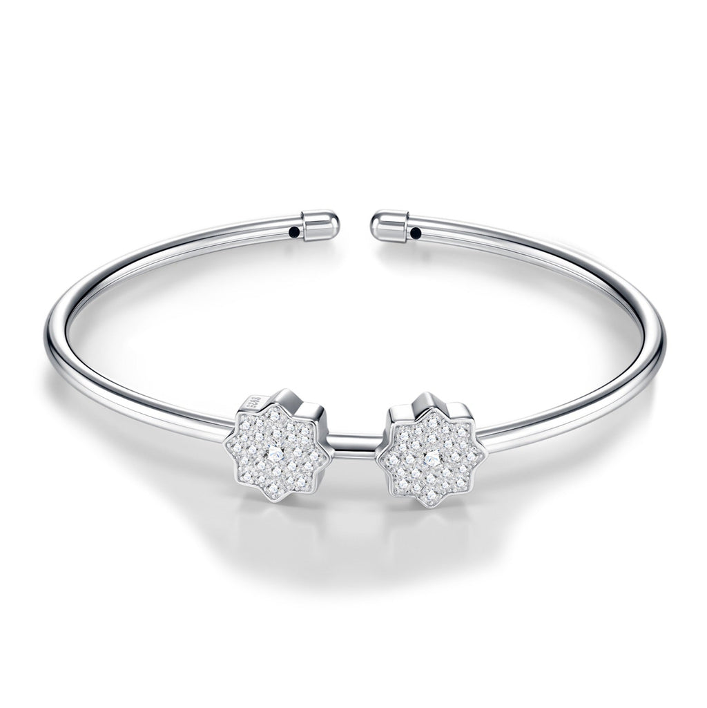 Manetta Moissanite Cuff Bracelet in Sterling Silver