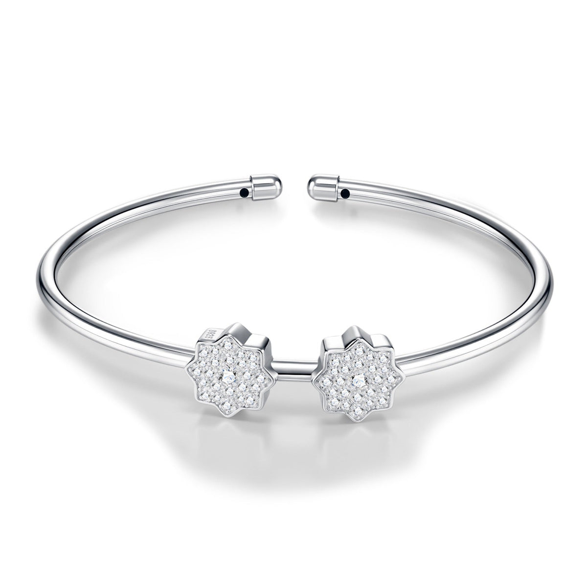 Manetta Moissanite Cuff Bracelet in Sterling Silver