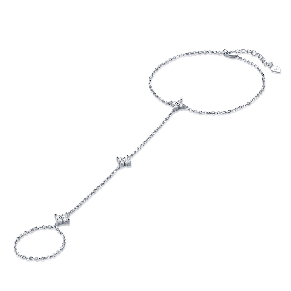Schiava Moissanite Hand Chain Bracelet in Sterling Silver