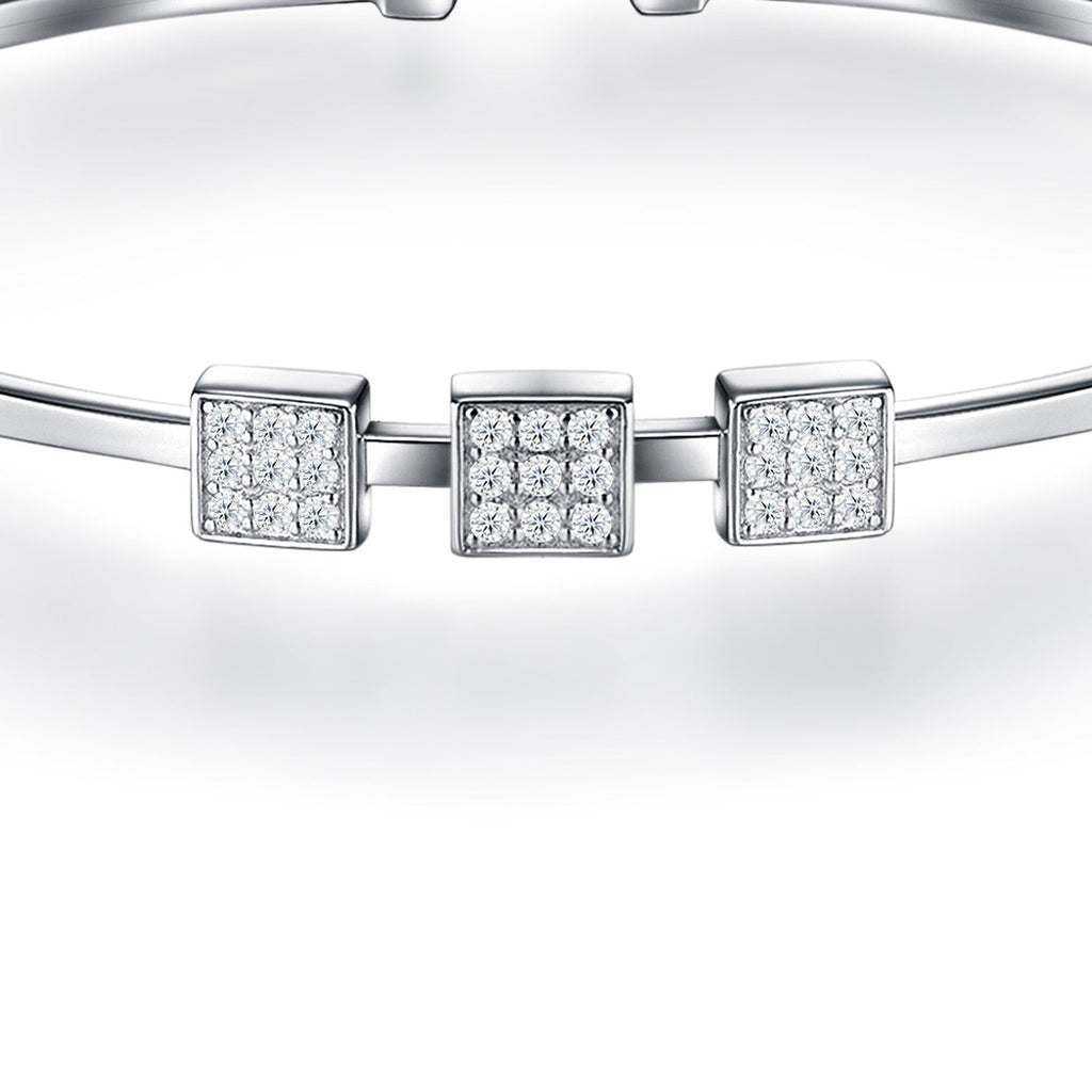 Quadretti Moissanite Cuff Bracelet in Sterling Silver
