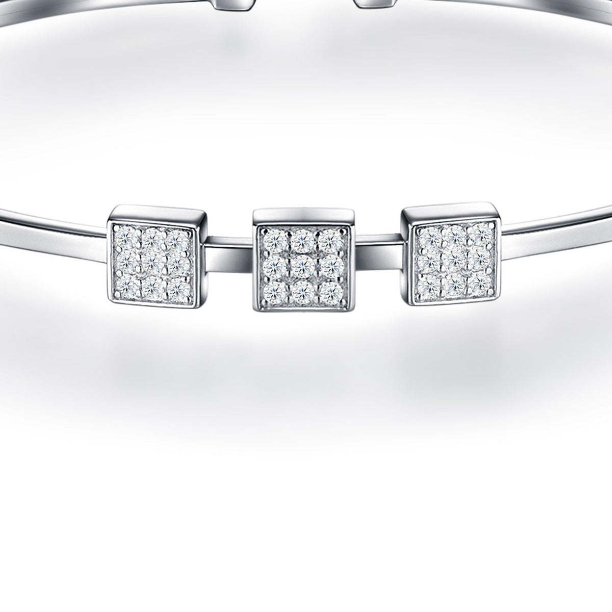 Quadretti Moissanite Cuff Bracelet in Sterling Silver