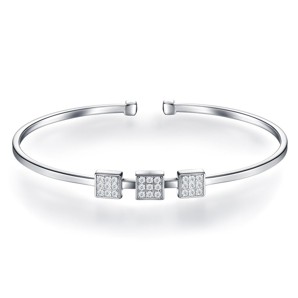 Quadretti Moissanite Cuff Bracelet in Sterling Silver