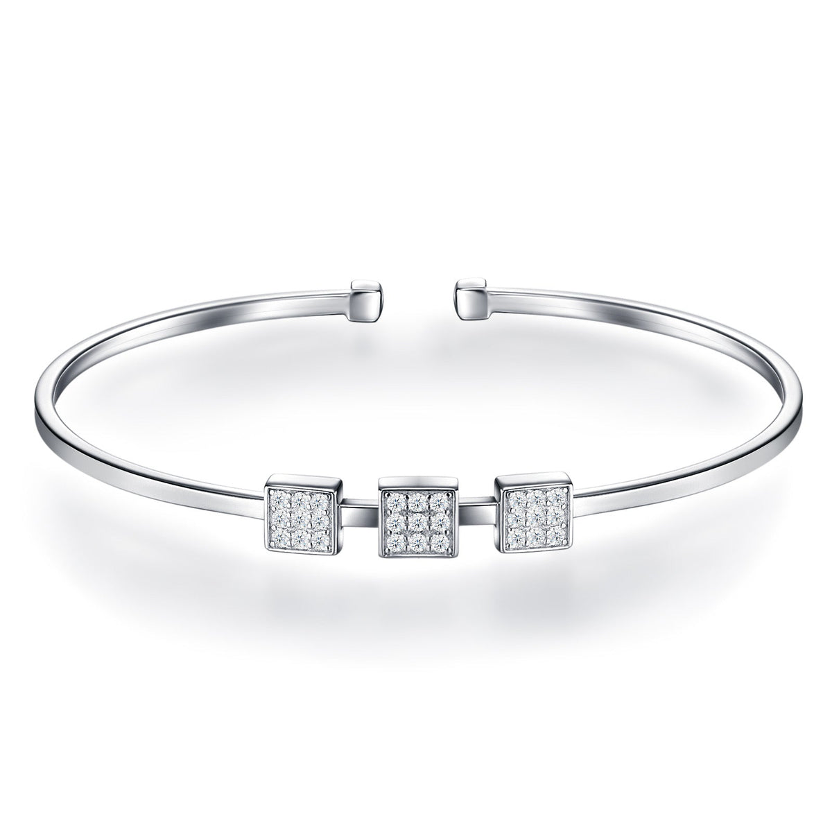 Quadretti Moissanite Cuff Bracelet in Sterling Silver
