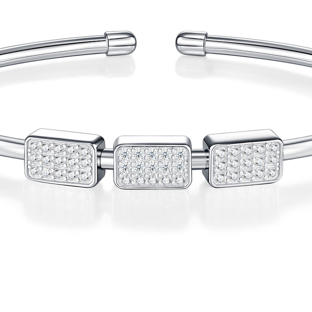 Trequadri Moissanite Cuff Bracelet in Sterling Silver