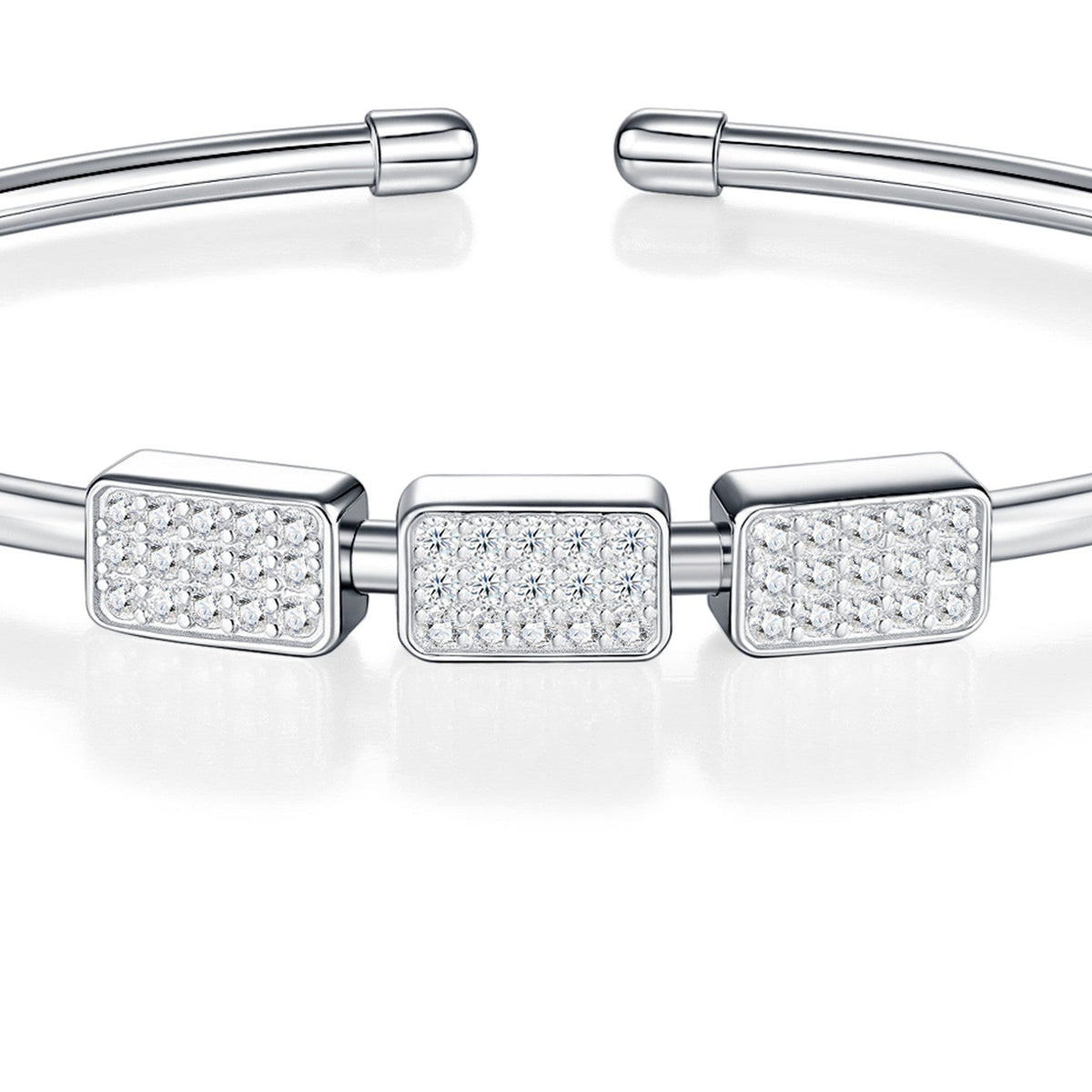 Trequadri Moissanite Cuff Bracelet in Sterling Silver