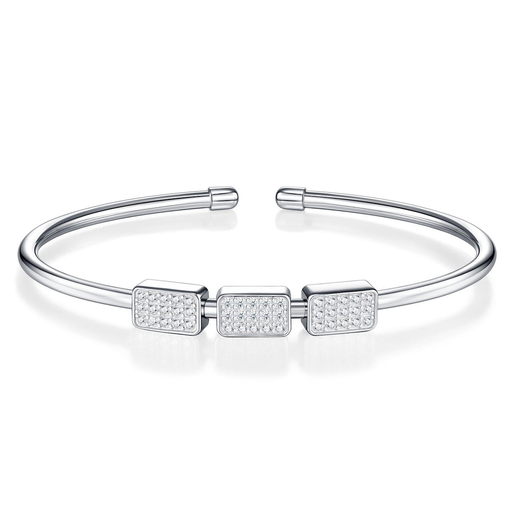 Trequadri Moissanite Cuff Bracelet in Sterling Silver