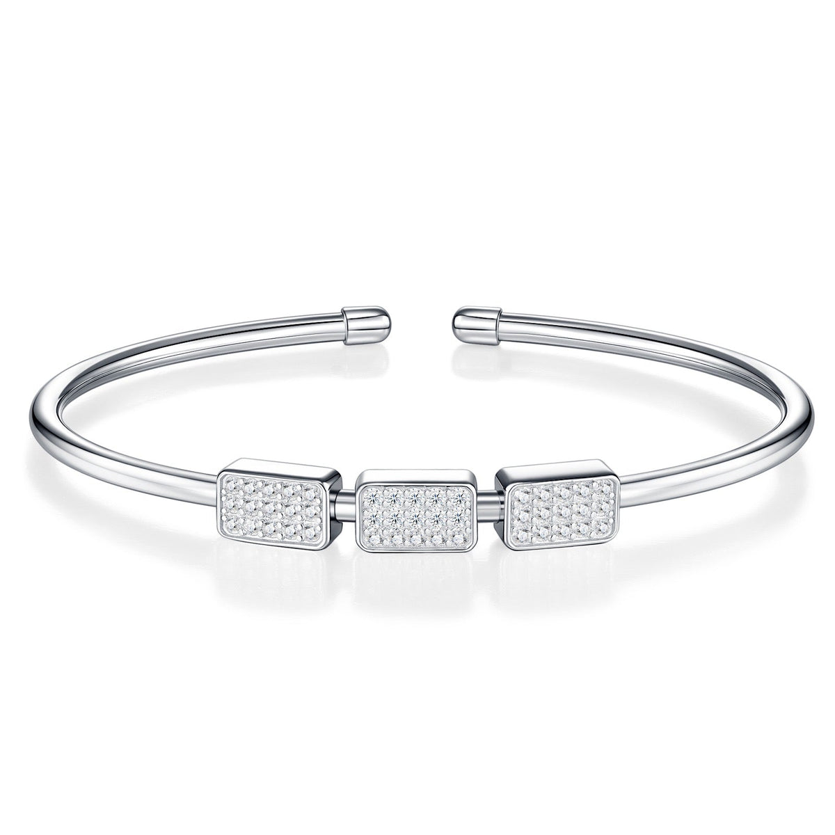 Trequadri Moissanite Cuff Bracelet in Sterling Silver
