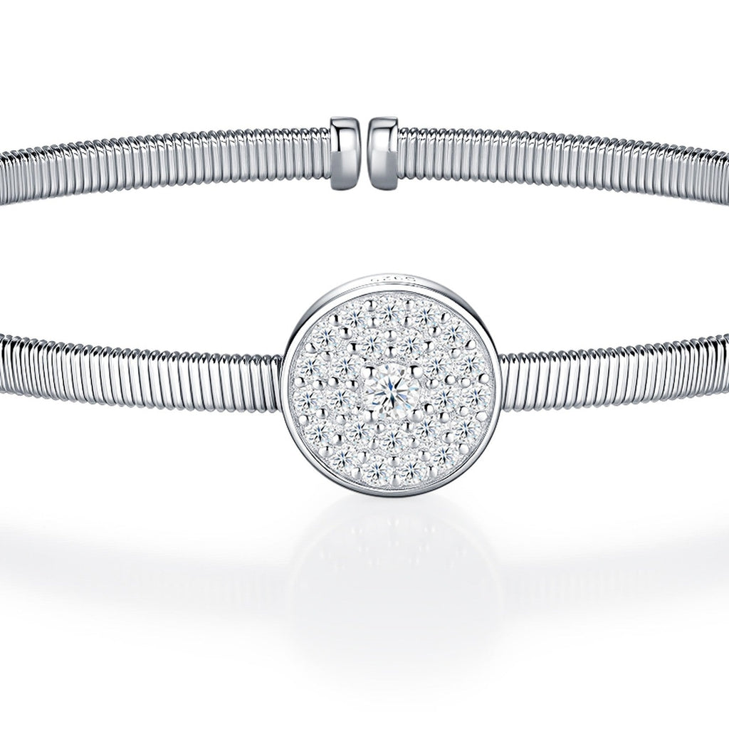 Discocuff Moissanite Cuff Bracelet in Sterling Silver