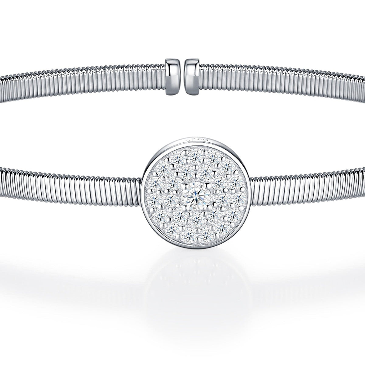 Discocuff Moissanite Cuff Bracelet in Sterling Silver