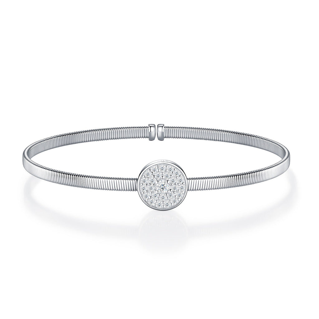 Discocuff Moissanite Cuff Bracelet in Sterling Silver