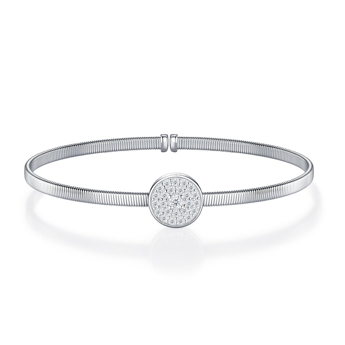 Discocuff Moissanite Cuff Bracelet in Sterling Silver