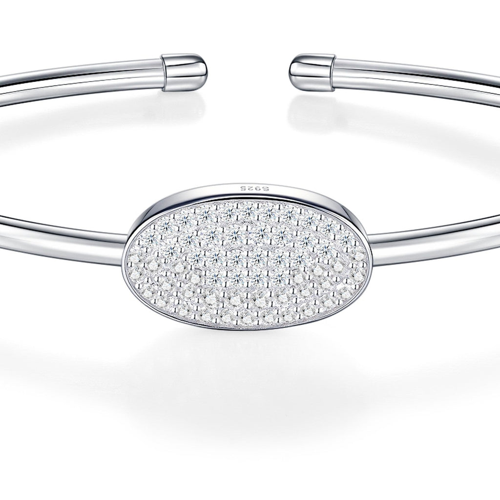 Ovalcuff Moissanite Cuff Bracelet in Sterling Silver