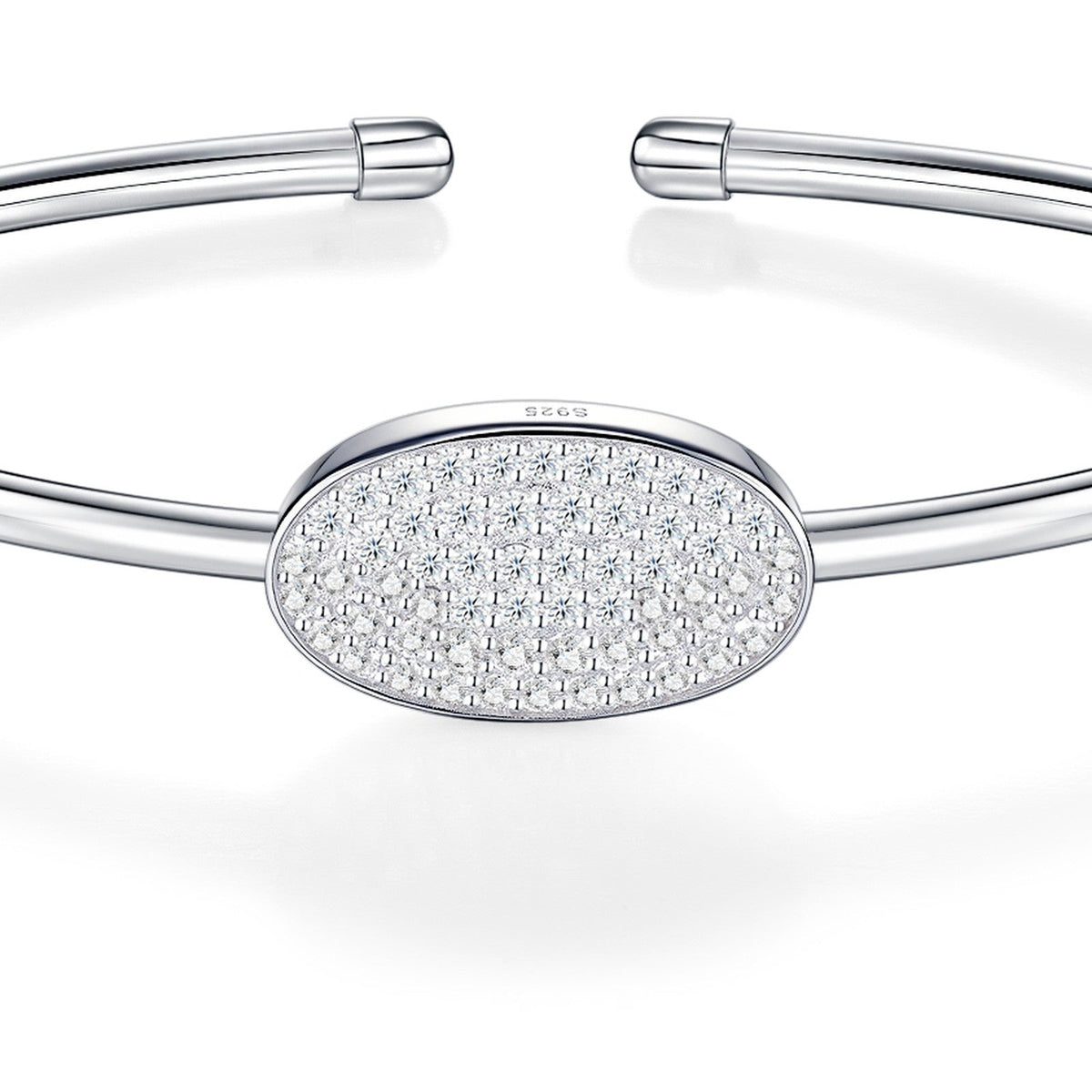 Ovalcuff Moissanite Cuff Bracelet in Sterling Silver