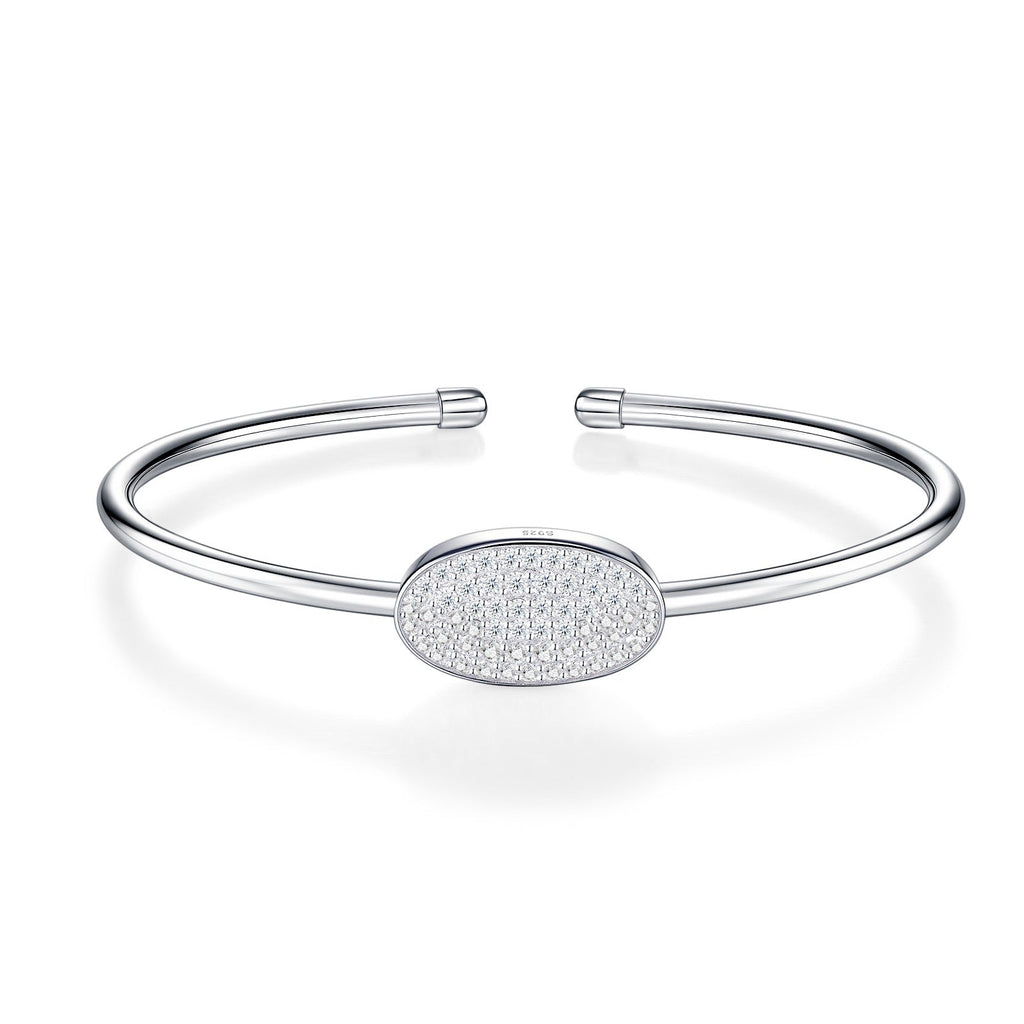 Ovalcuff Moissanite Cuff Bracelet in Sterling Silver
