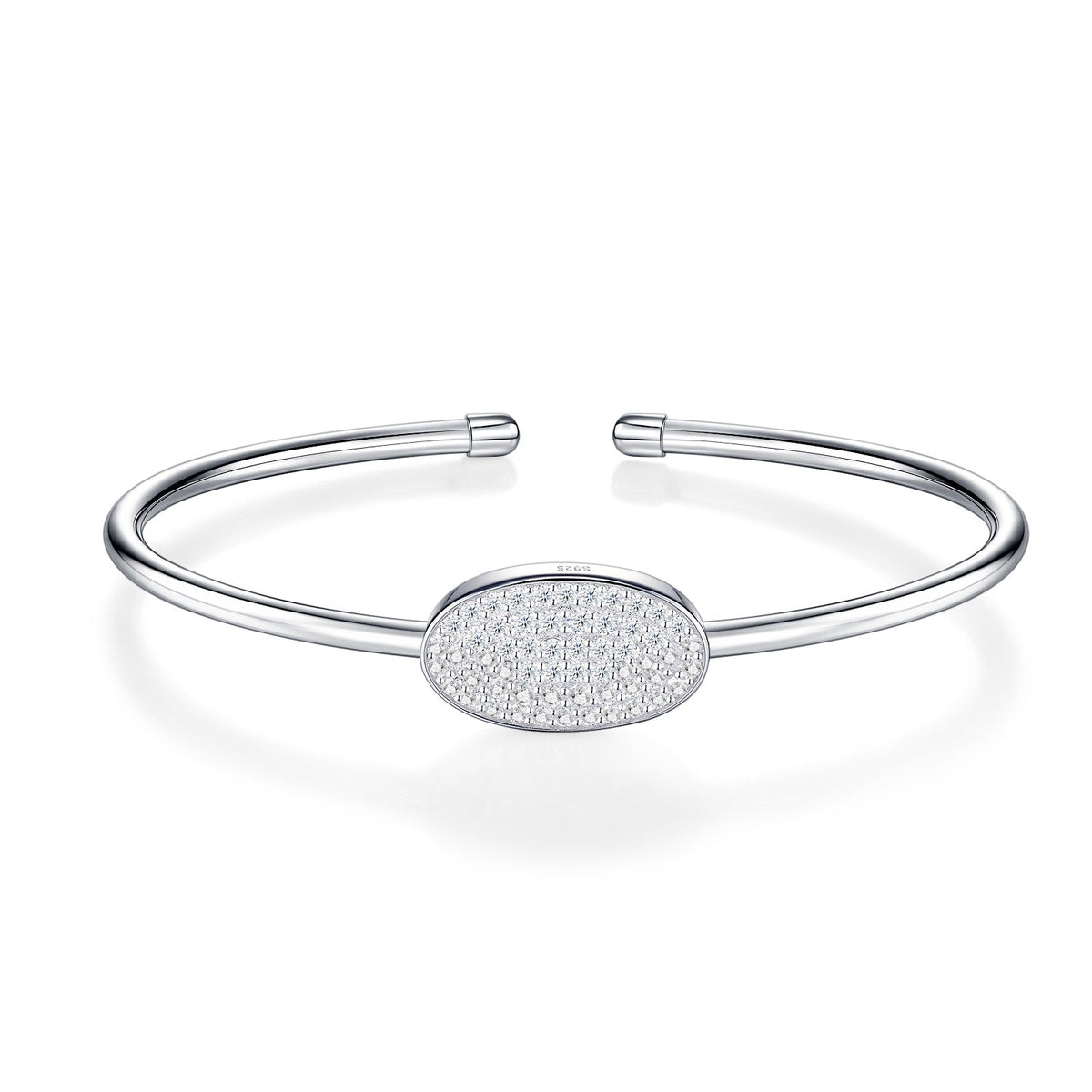 Ovalcuff Moissanite Cuff Bracelet in Sterling Silver