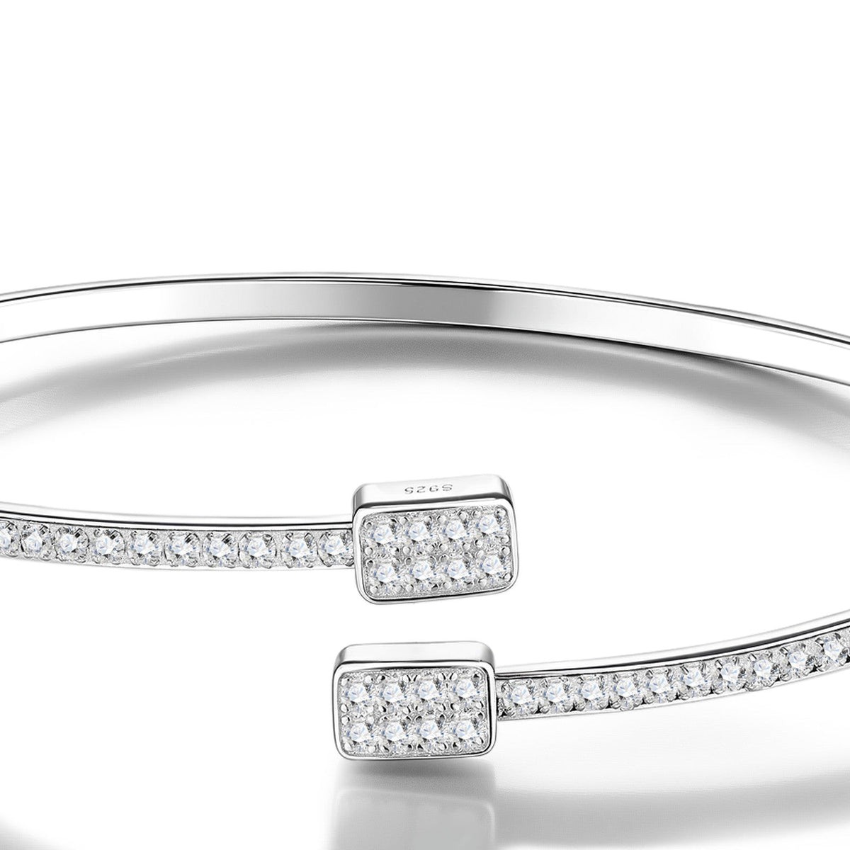 Quadrabypass Moissanite Cuff Bracelet in Sterling Silver