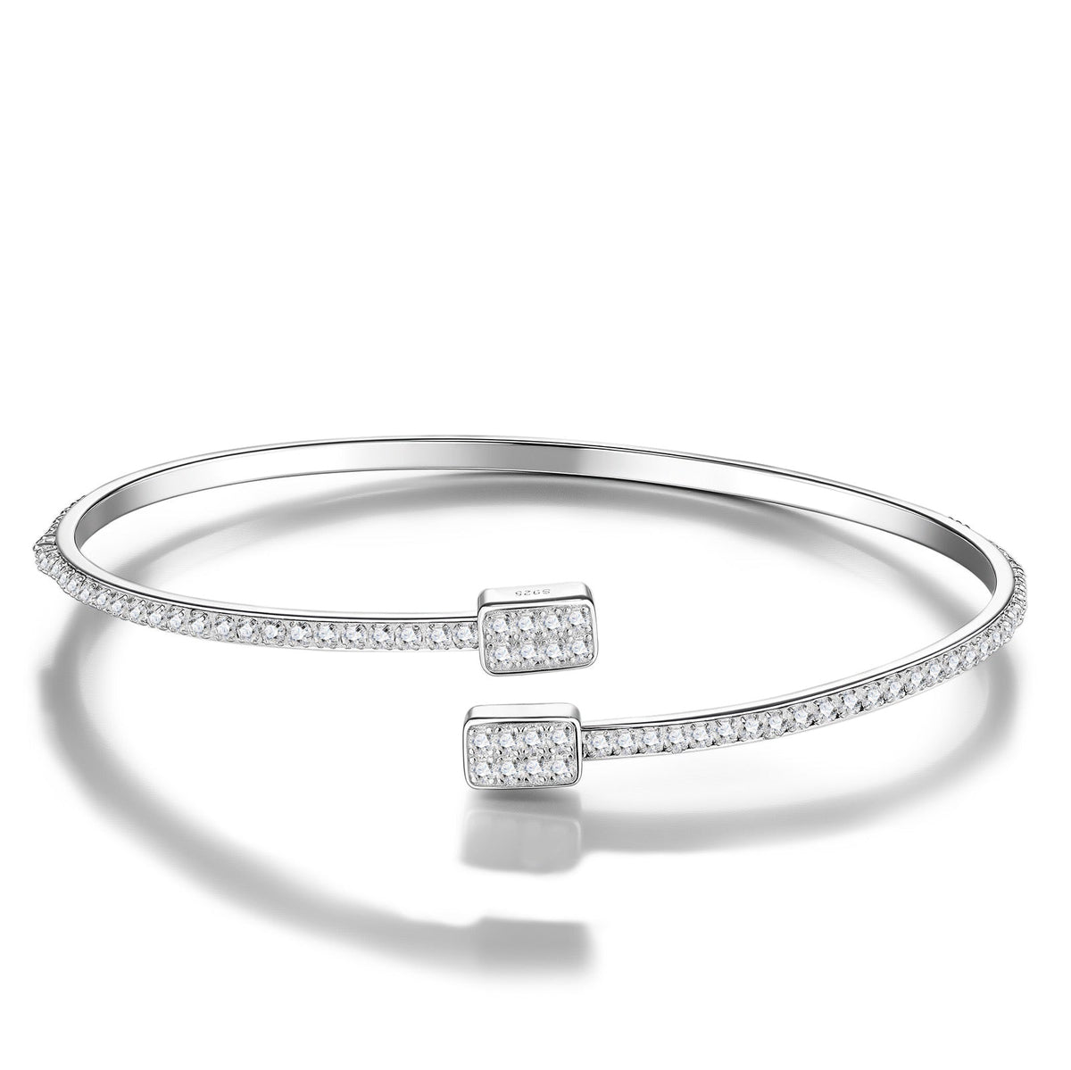 Quadrabypass Moissanite Cuff Bracelet in Sterling Silver