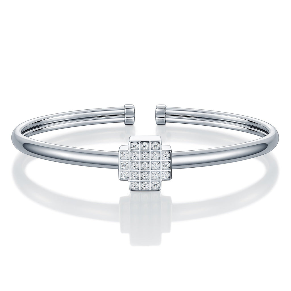 Quadrocuff Moissanite Cuff Bracelet in Sterling Silver