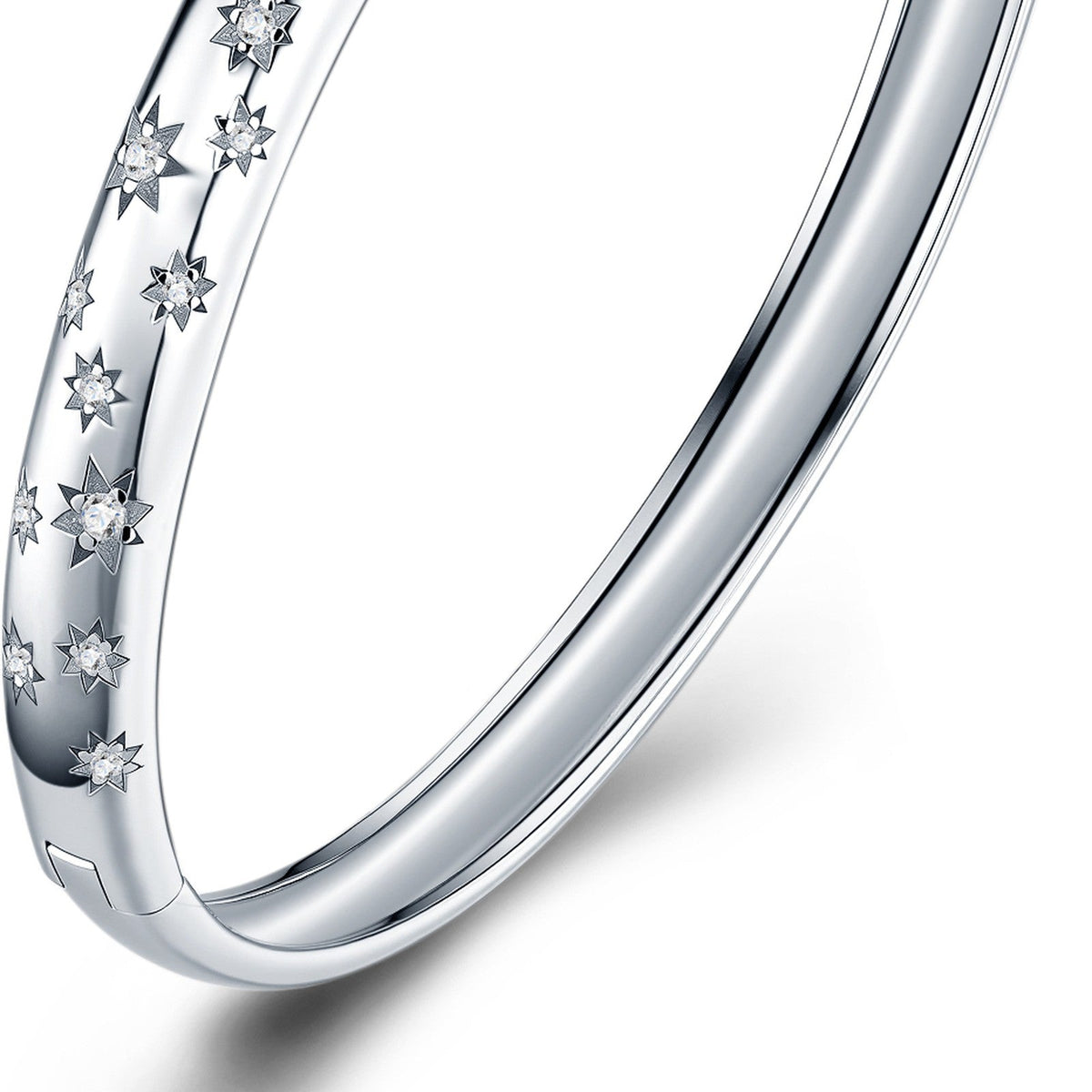 Costellata Moissanite Bangle Bracelet in Sterling Silver