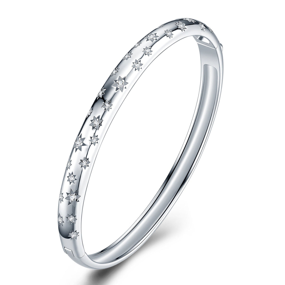 Costellata Moissanite Bangle Bracelet in Sterling Silver