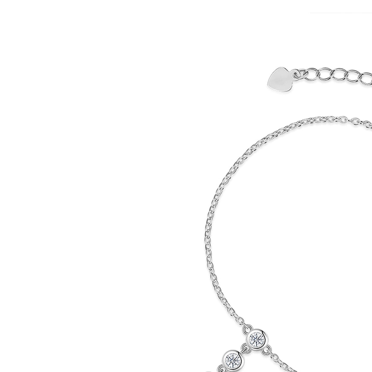 Manina Moissanite Hand Chain Bracelet in Sterling Silver