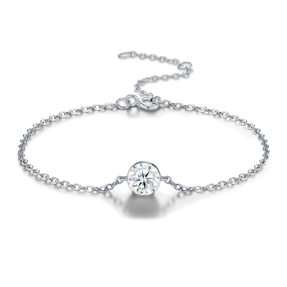 Puntolino Moissanite Chain Bracelet in Sterling Silver