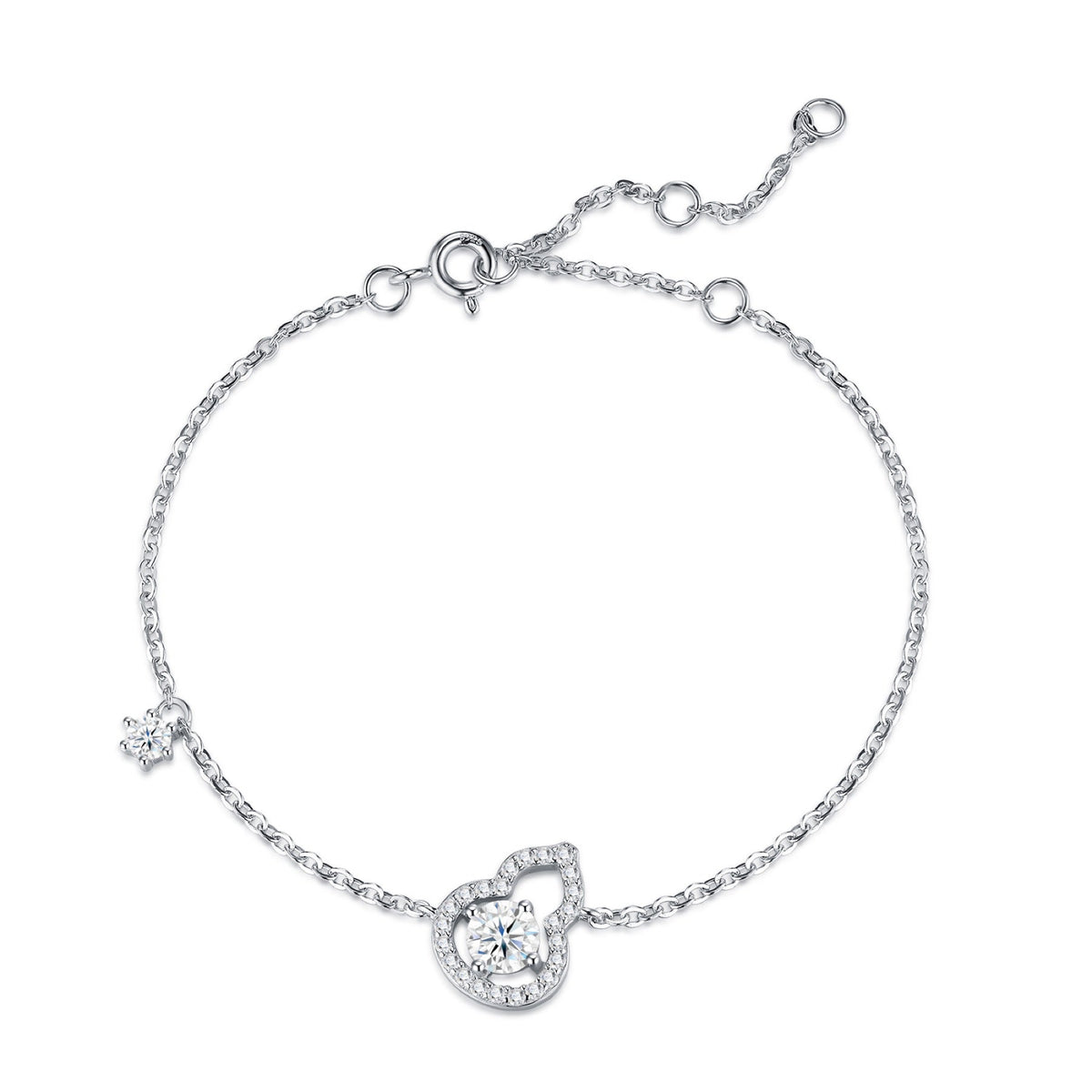 Cuorlino Moissanite Chain Bracelet in Sterling Silver