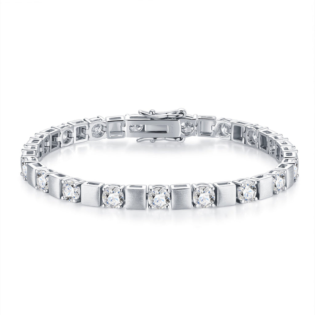 Quadrotonda Moissanite Tennis Bracelet in Sterling Silver