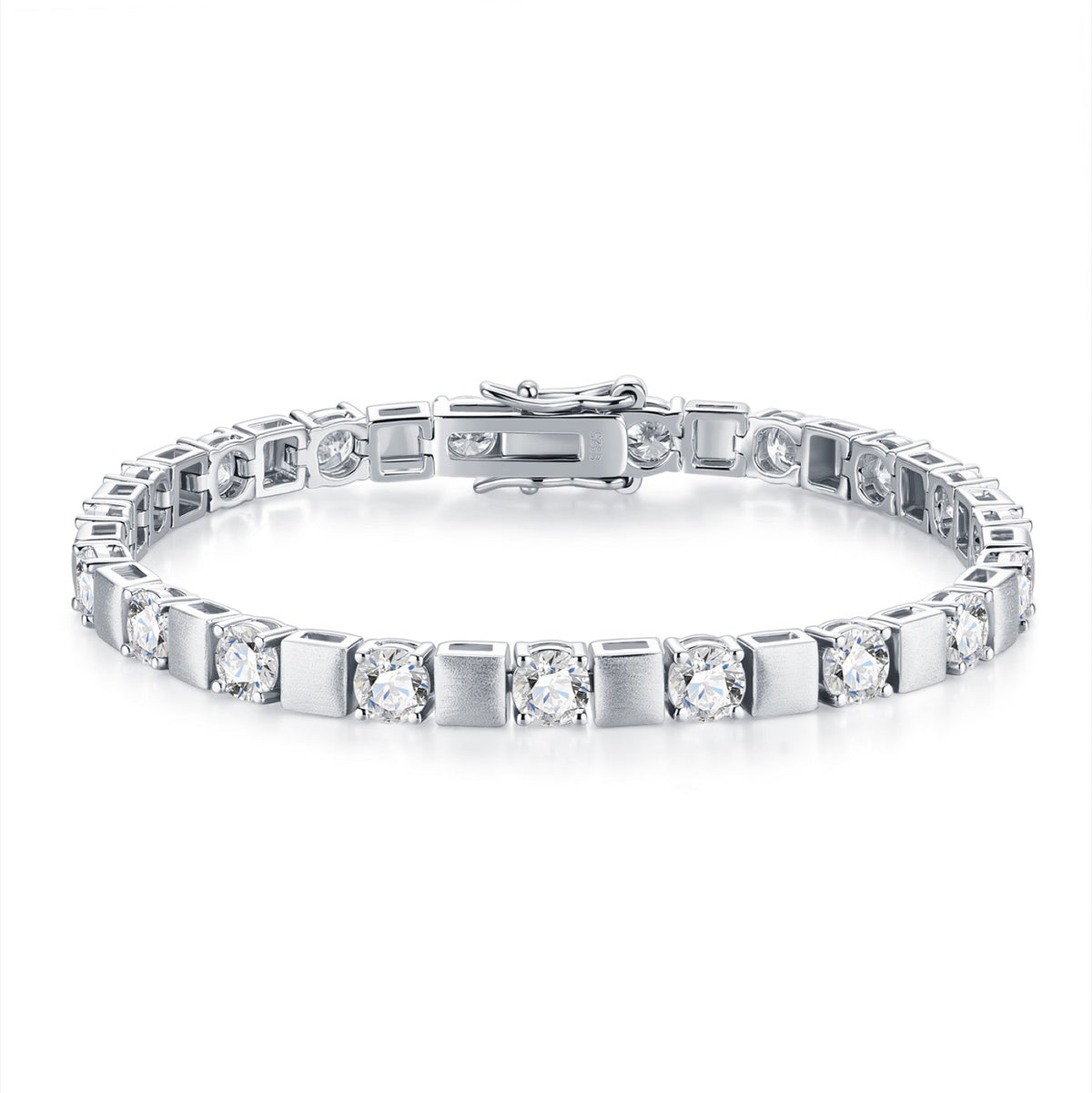 Quadrotonda Moissanite Tennis Bracelet in Sterling Silver