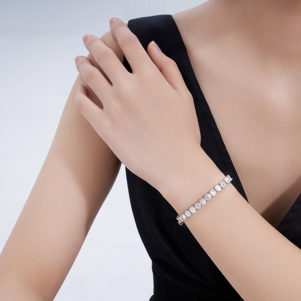 Sferetta Moissanite Tennis Bracelet in Sterling Silver
