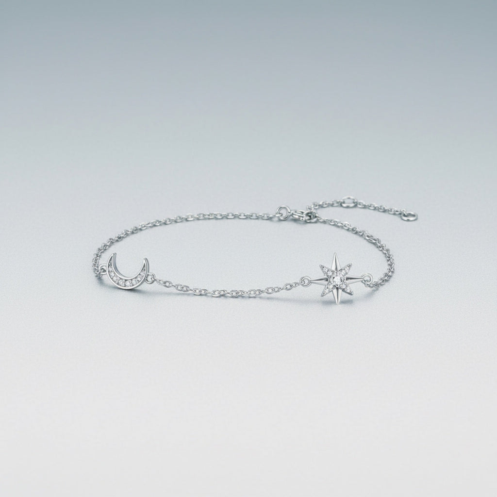 Lunastella Moissanite Chain Bracelet in Sterling Silver