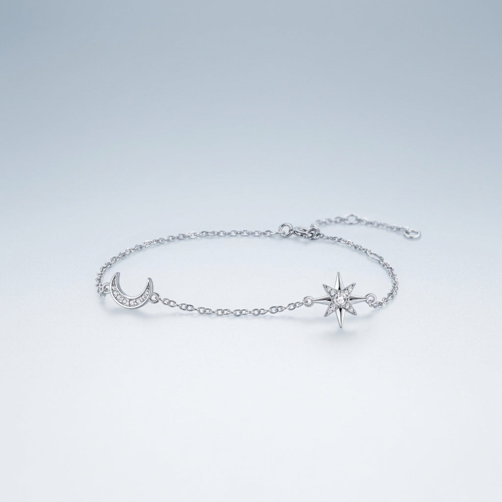 Lunastella Moissanite Chain Bracelet in Sterling Silver