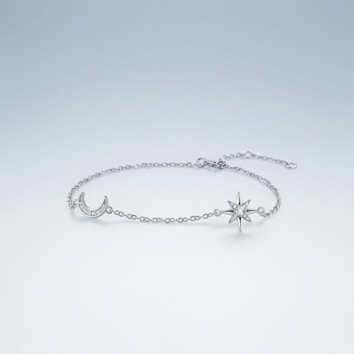 Lunastella Moissanite Chain Bracelet in Sterling Silver