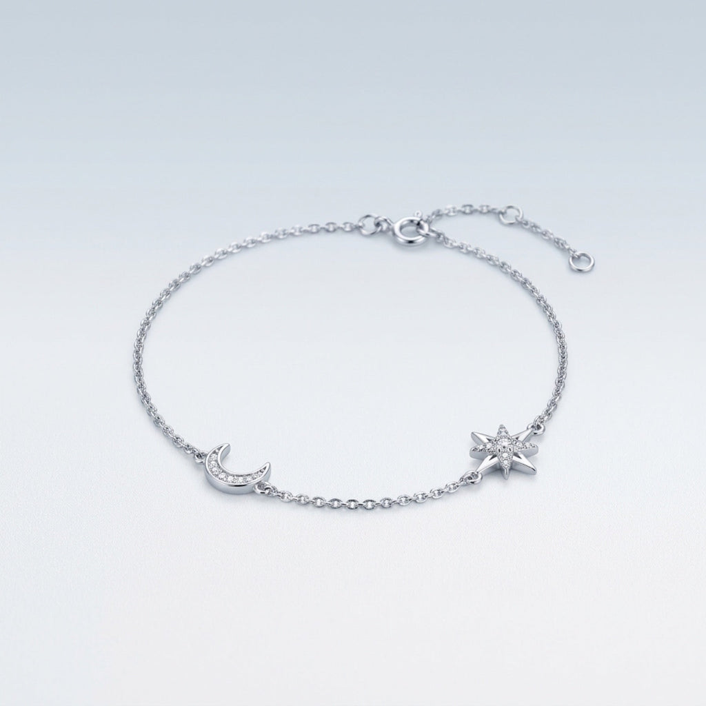 Lunastella Moissanite Chain Bracelet in Sterling Silver