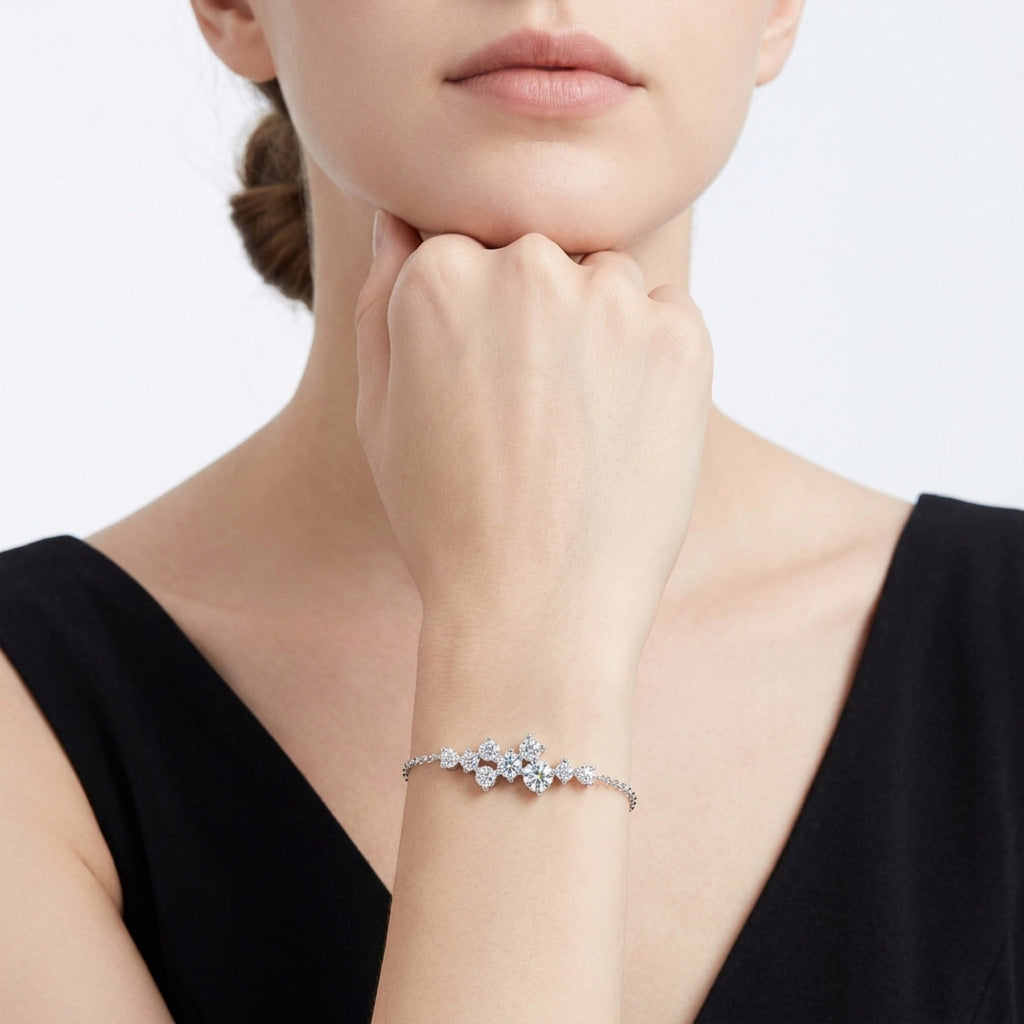 Costellina Moissanite Chain Bracelet in Sterling Silver
