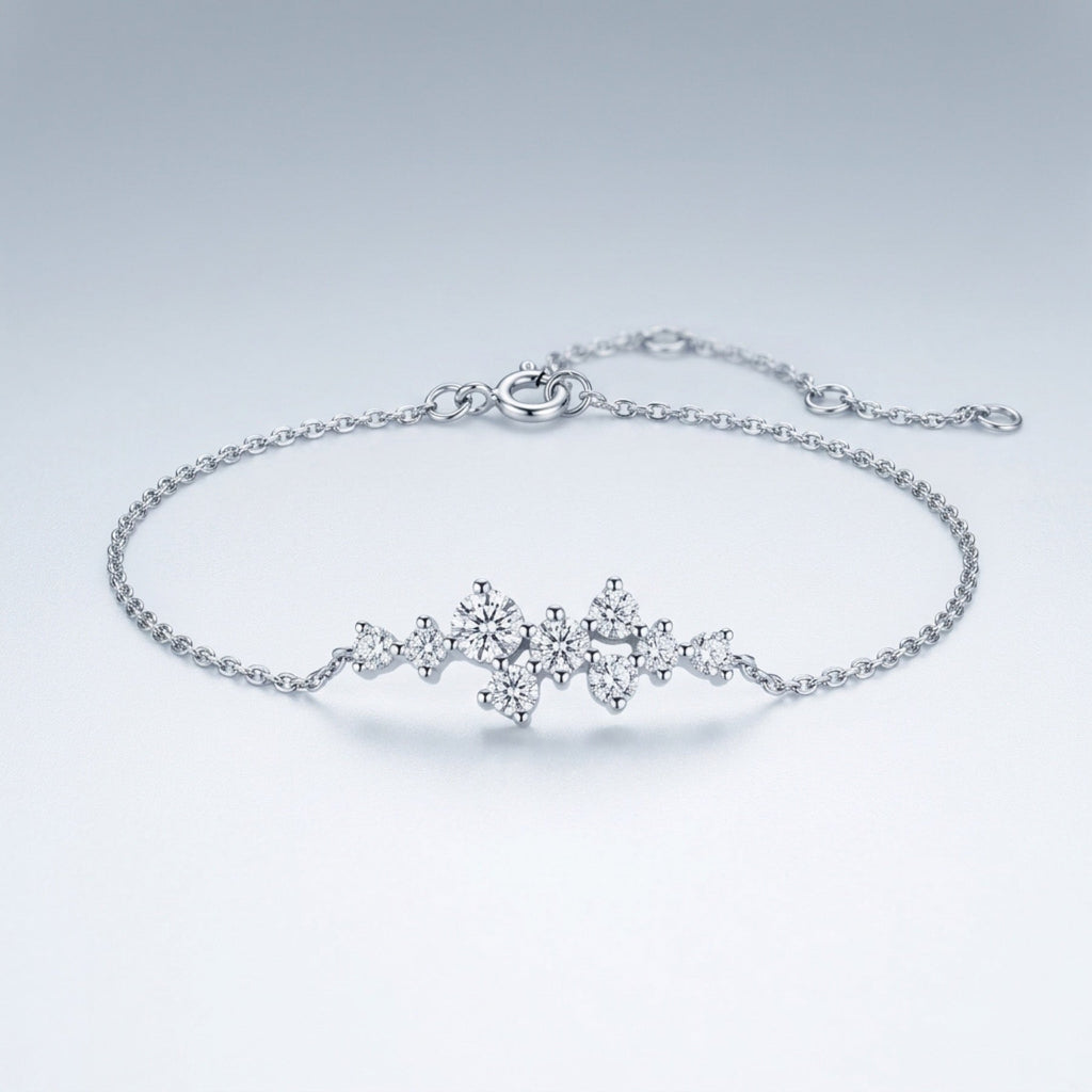 Costellina Moissanite Chain Bracelet in Sterling Silver