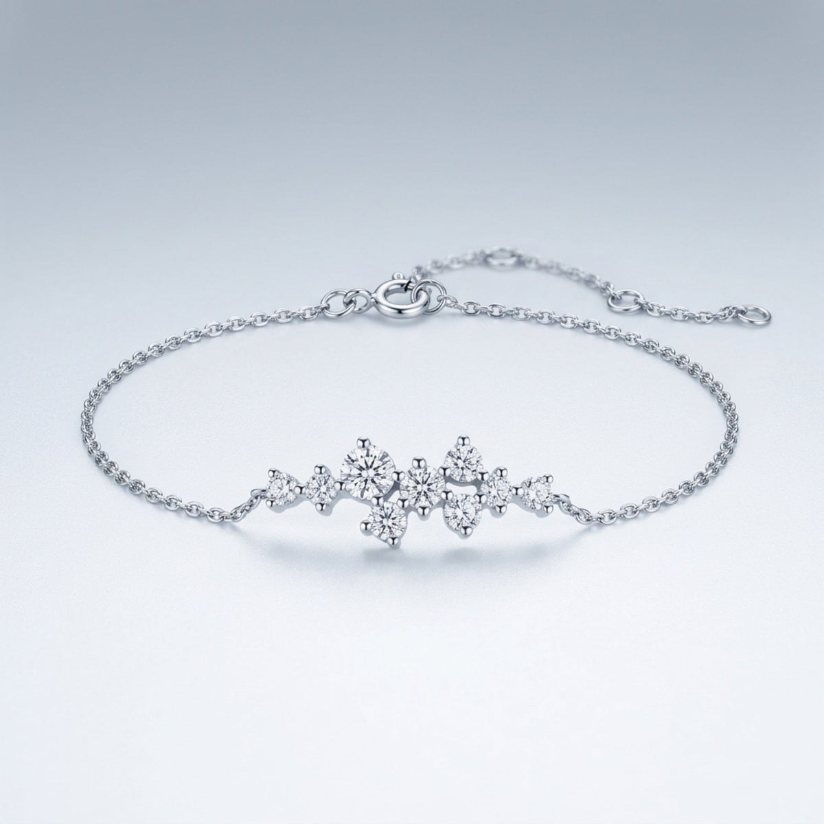 Costellina Moissanite Chain Bracelet in Sterling Silver