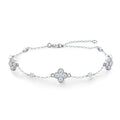 Trifoglino Moissanite Chain Bracelet in Sterling Silver