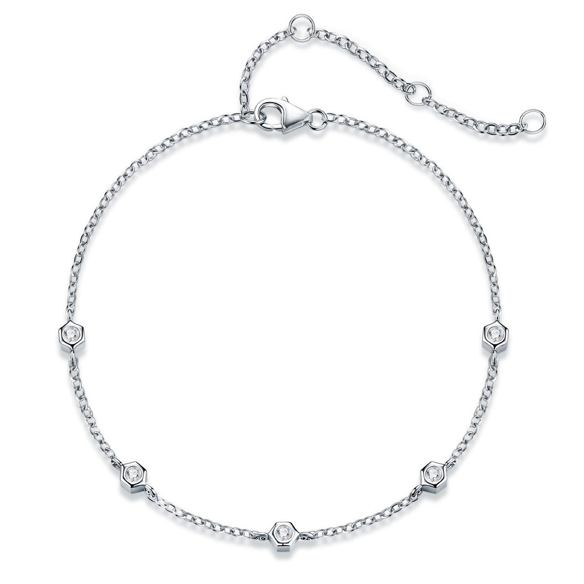 Solotondo Moissanite Chain Bracelet in Sterling Silver